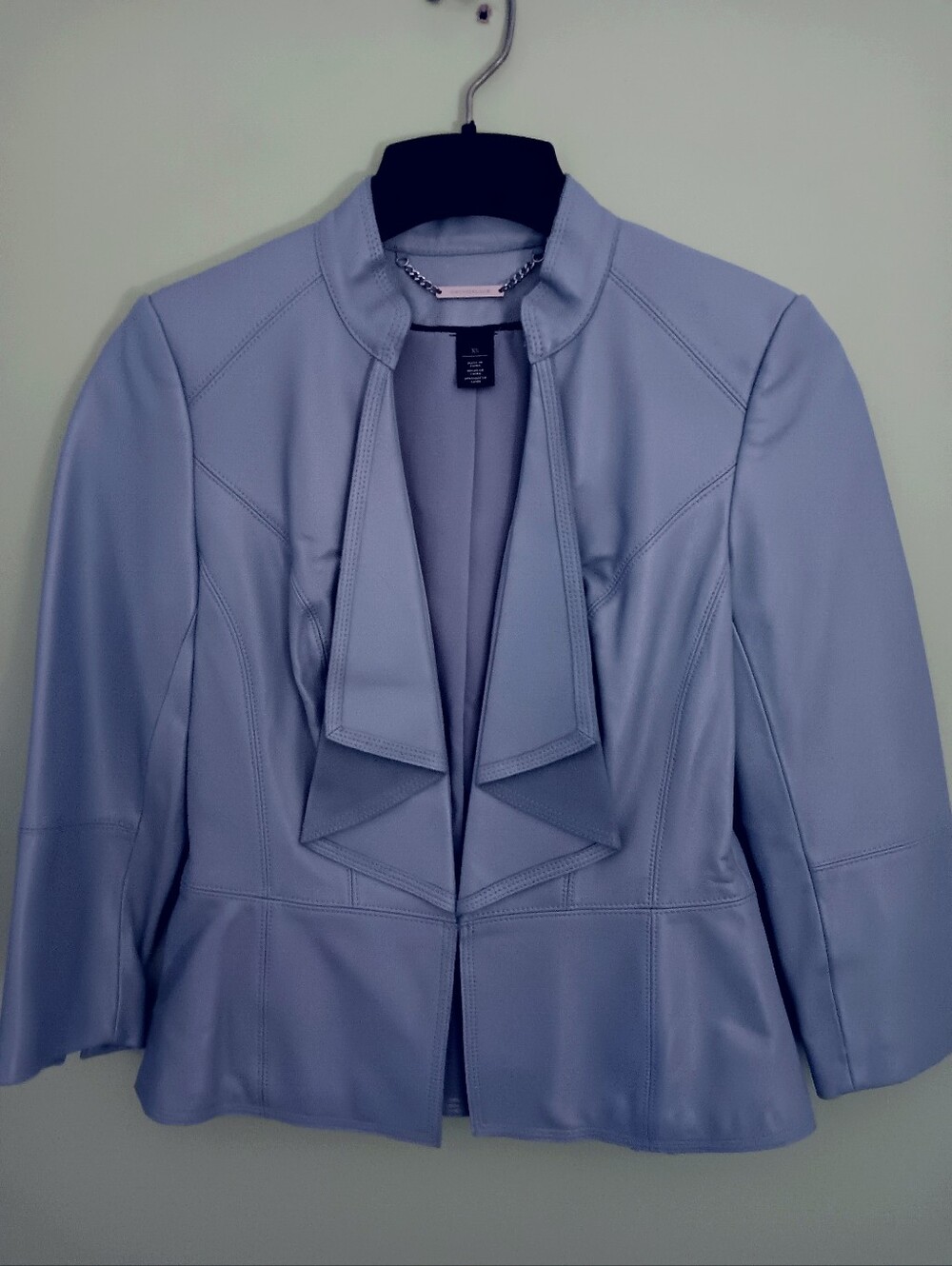White House Black Market Light Blue Leather Jacket